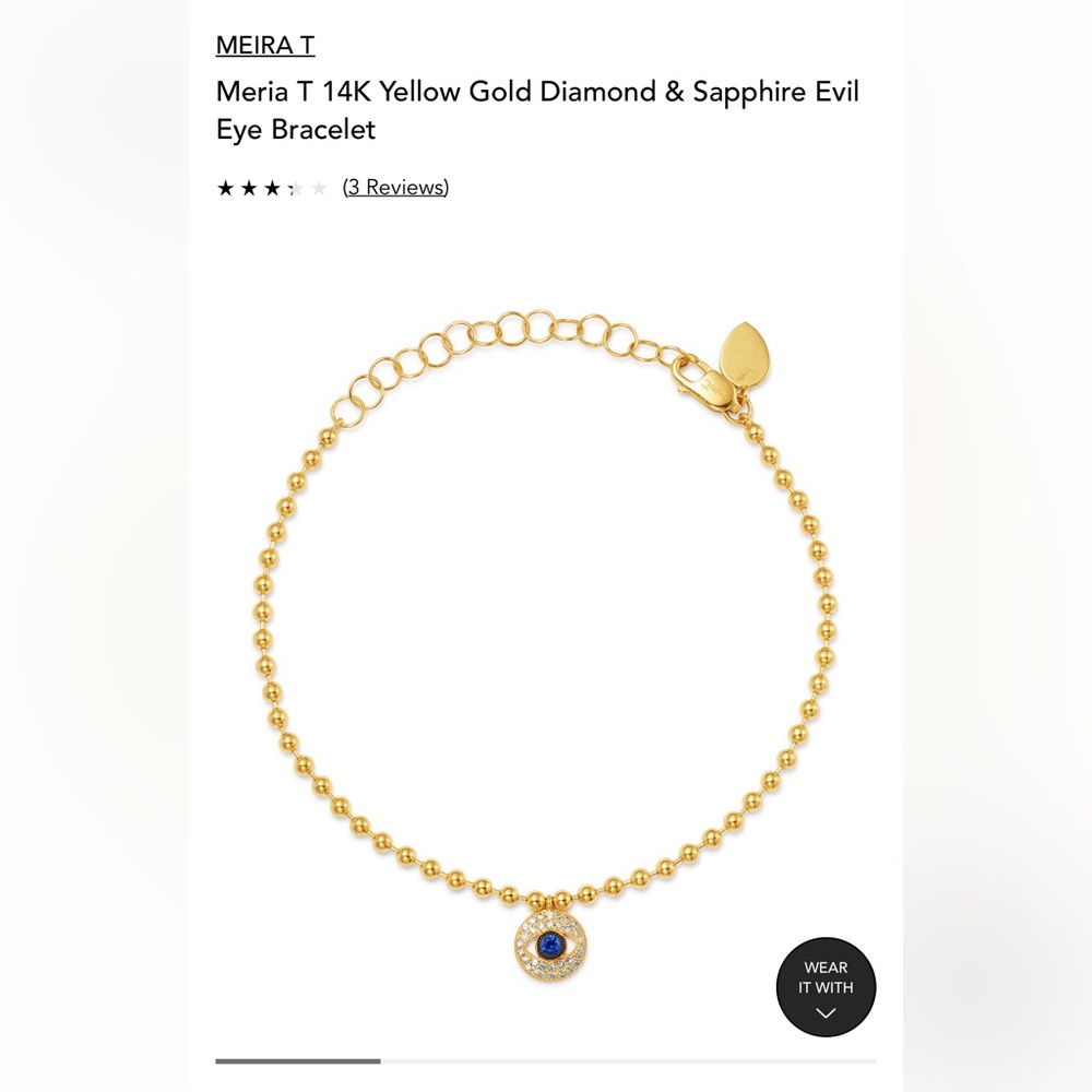Meira T 14k yellow gold diamond & sapphire evil eye bracelet